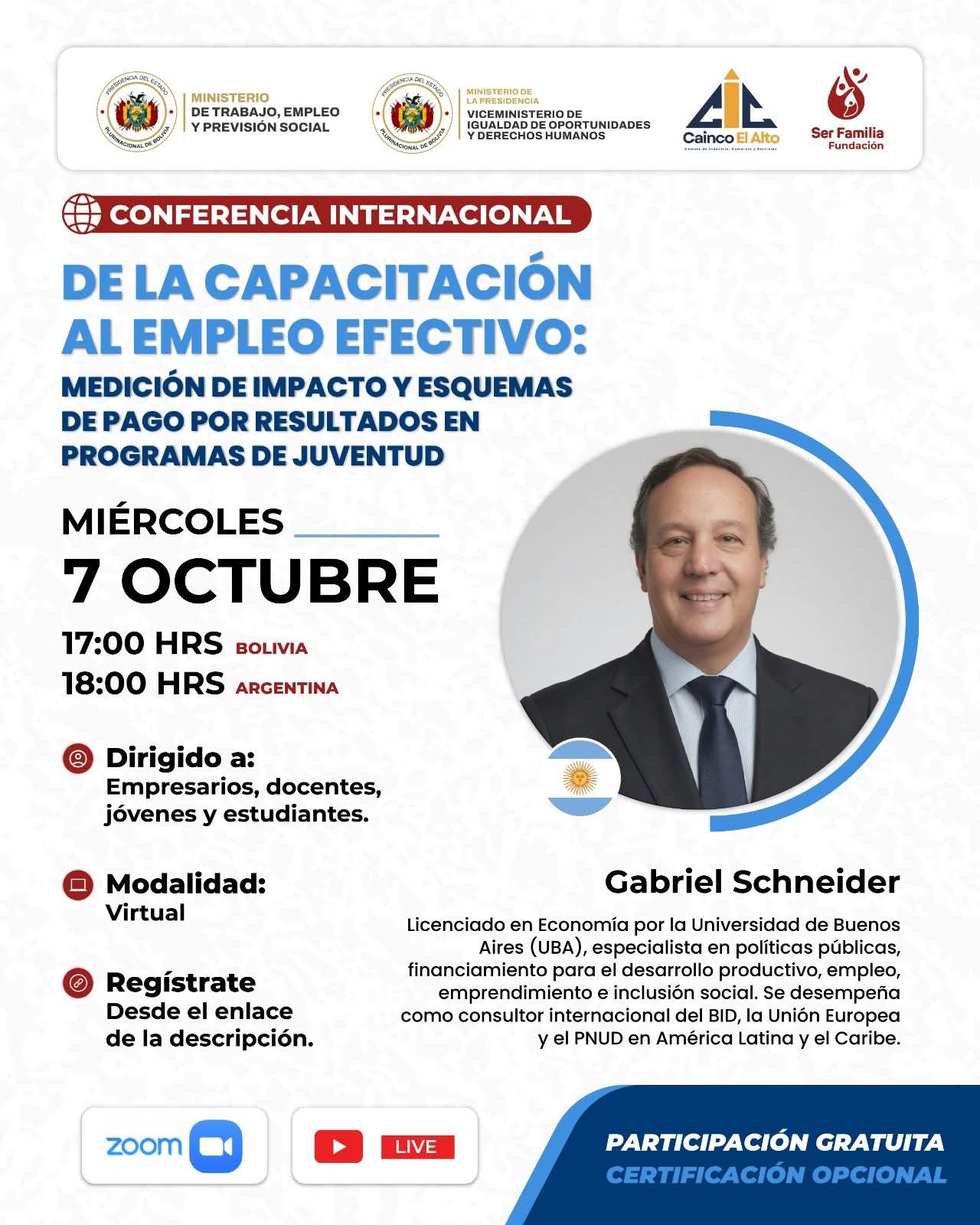 CONFERENCIA INTERNACIONAL: "DE LA CAPACITACIÓN AL EMPLEO EFECTIVO"
