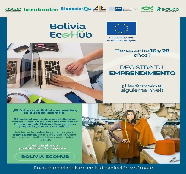 CONVOCATORIA ABIERTA: CURSO GRATUITO "ECOEMPRENDE BOLIVIA" PARA JÓVENES EMPRENDEDORES DE 16 A 28 AÑOS